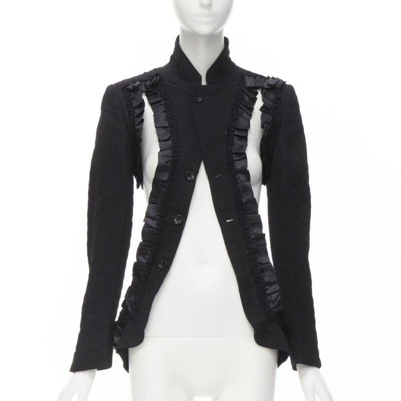 Nero COMME DES GARCONS 2008 Runway Bad Taste blazer destrutturato con volant S in vendita