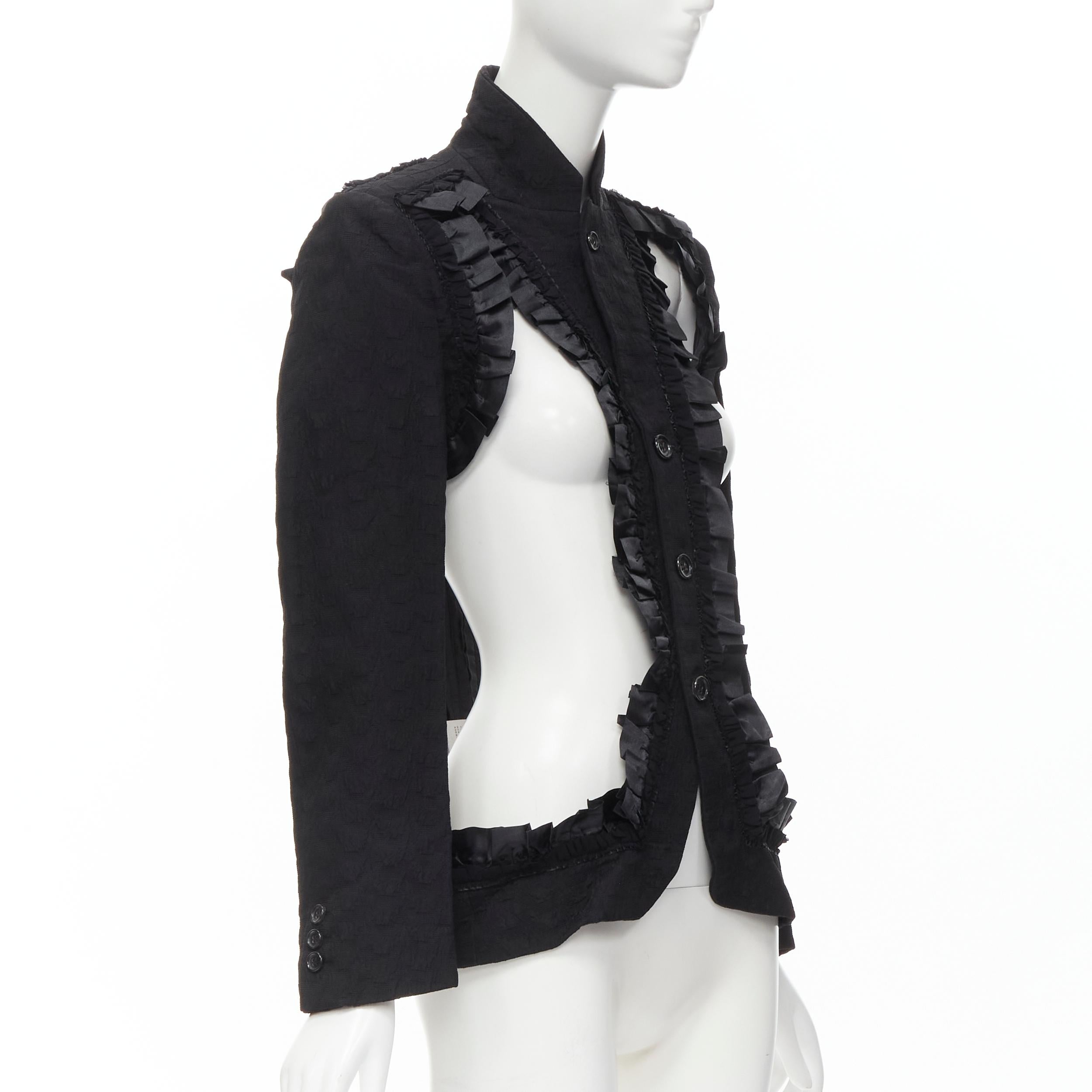 COMME DES GARCONS 2008 Runway Bad Taste ruffle cut out deconstructed blazer S In Excellent Condition For Sale In Hong Kong, NT