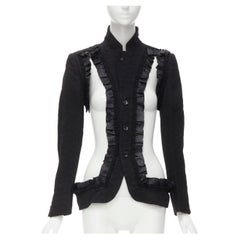 COMME DES GARCONS 2008 Laufsteg Blazer mit schlechtem Quastenausschnitt und dekonstruiertem Rüschen S