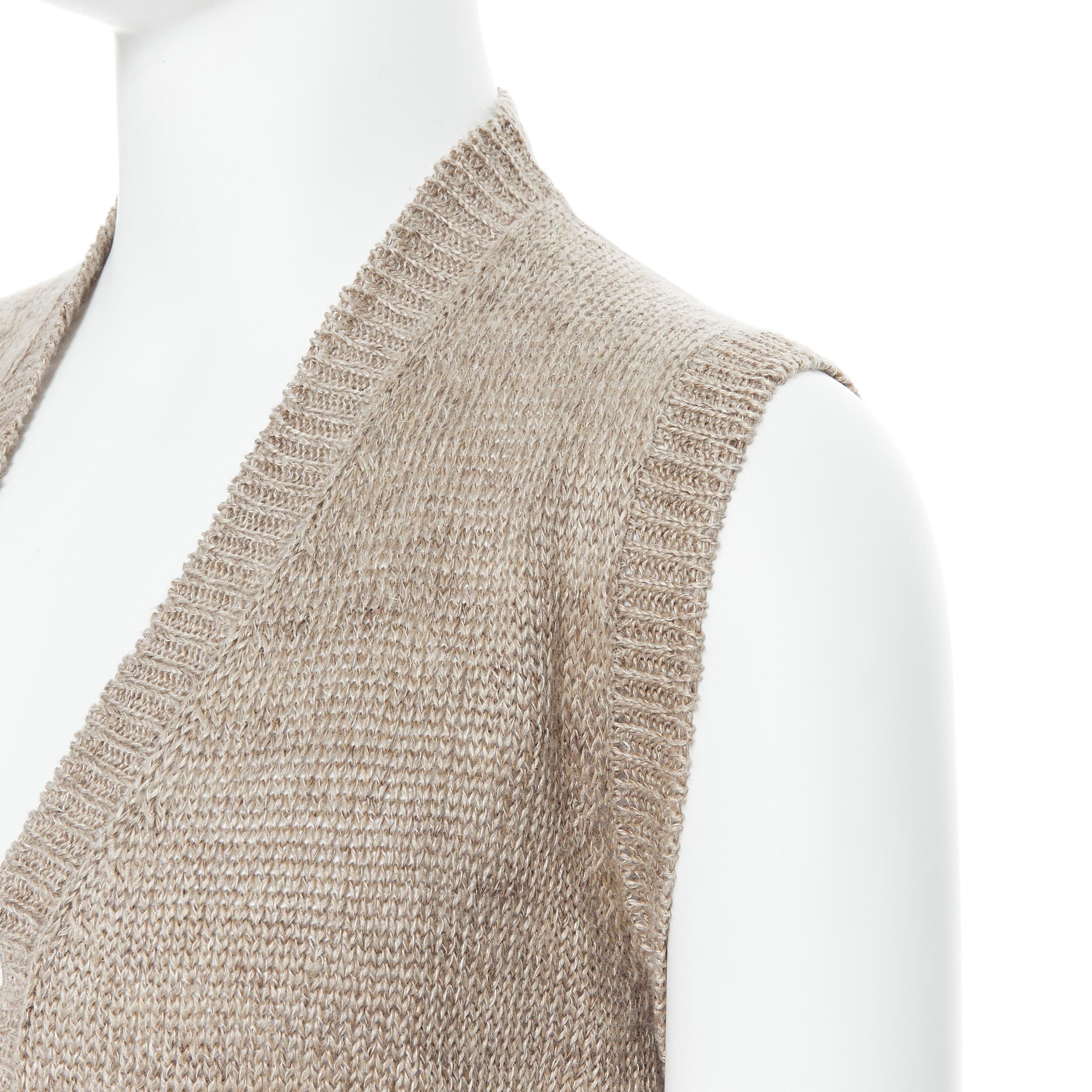 COMME DES GARCONS 2009 100% linen beige knit cardigan vest sweater M 1