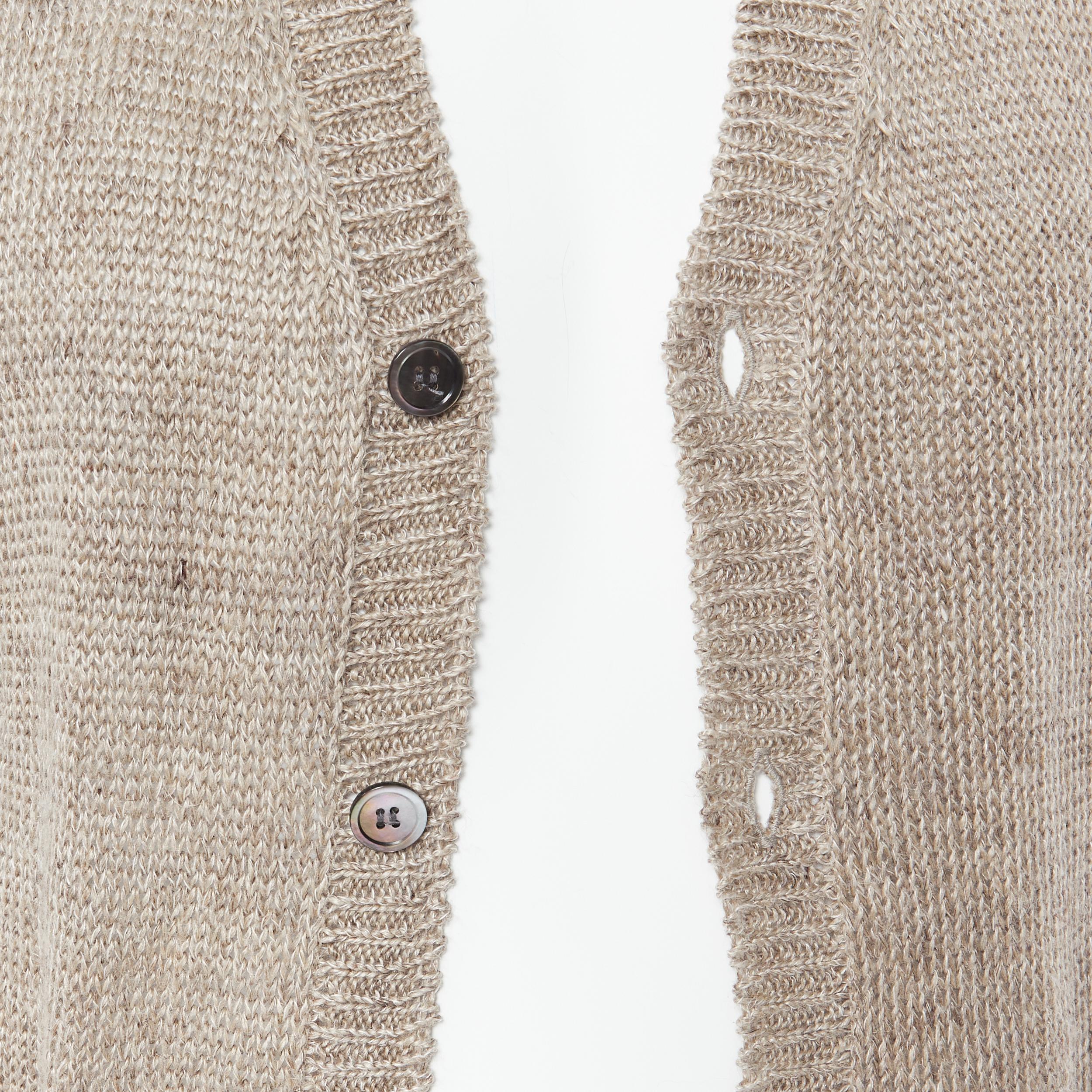 COMME DES GARCONS 2009 100% linen beige knit cardigan vest sweater M 2