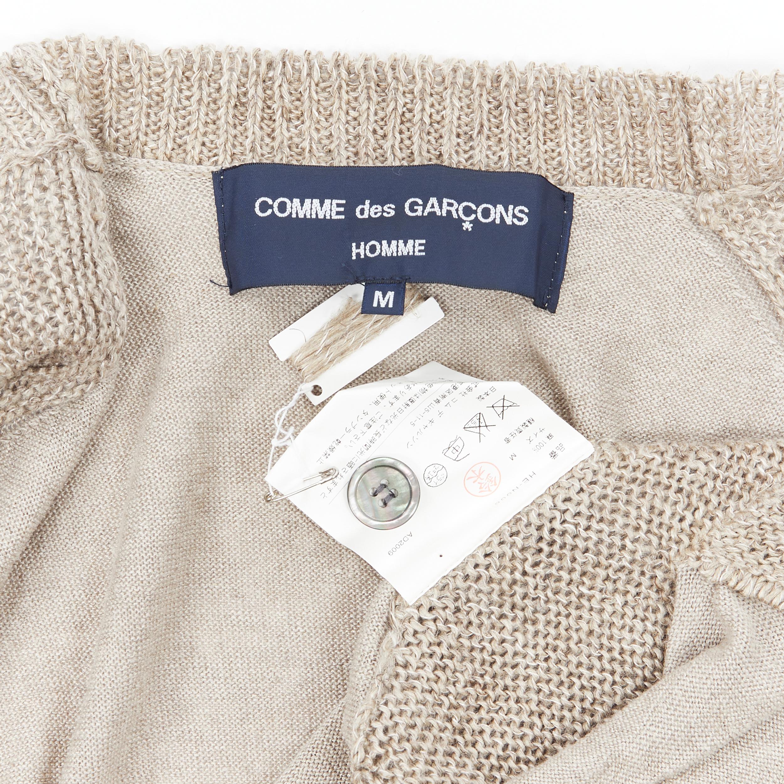 COMME DES GARCONS 2009 100% linen beige knit cardigan vest sweater M 3