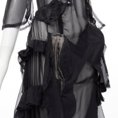 COMME DES GARCONS 2009 black sheer deconstructed exposed lining dress S