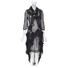 COMME DES GARCONS 2009 black sheer deconstructed exposed lining dress S