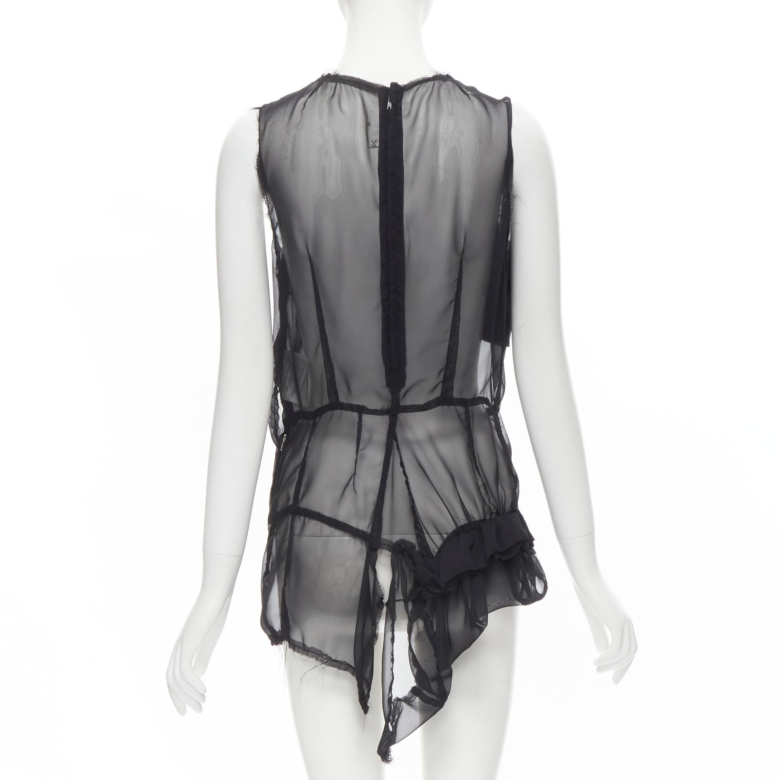 Women's COMME DES GARCONS 2009 black sheer velvet patchwork bumps raw sleeveless vest M For Sale