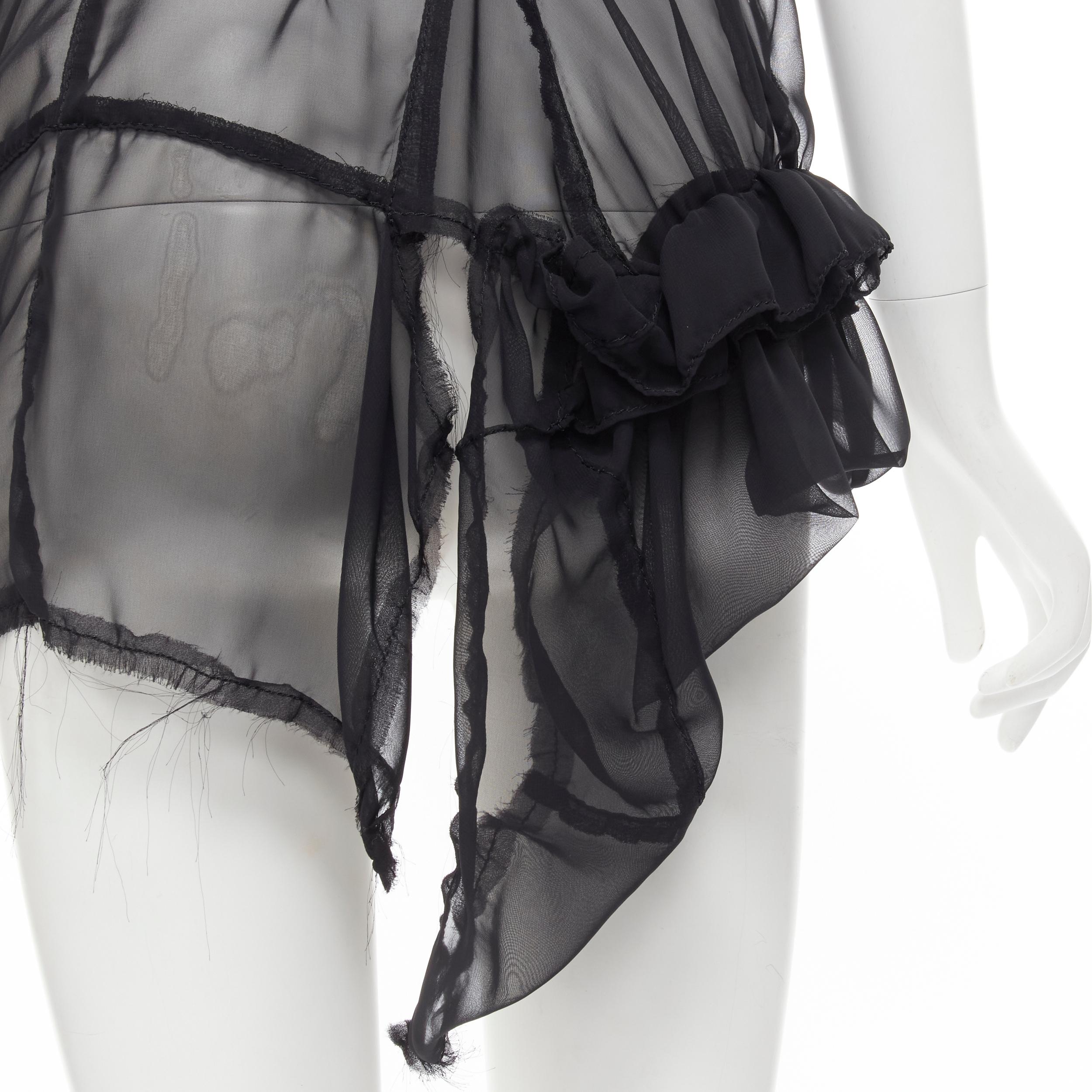 COMME DES GARCONS 2009 black sheer velvet patchwork bumps raw sleeveless vest M For Sale 3