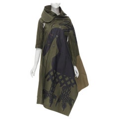 COMME DES GARCONS 2009 Runway green abstract bird deconstructed trench coat  S