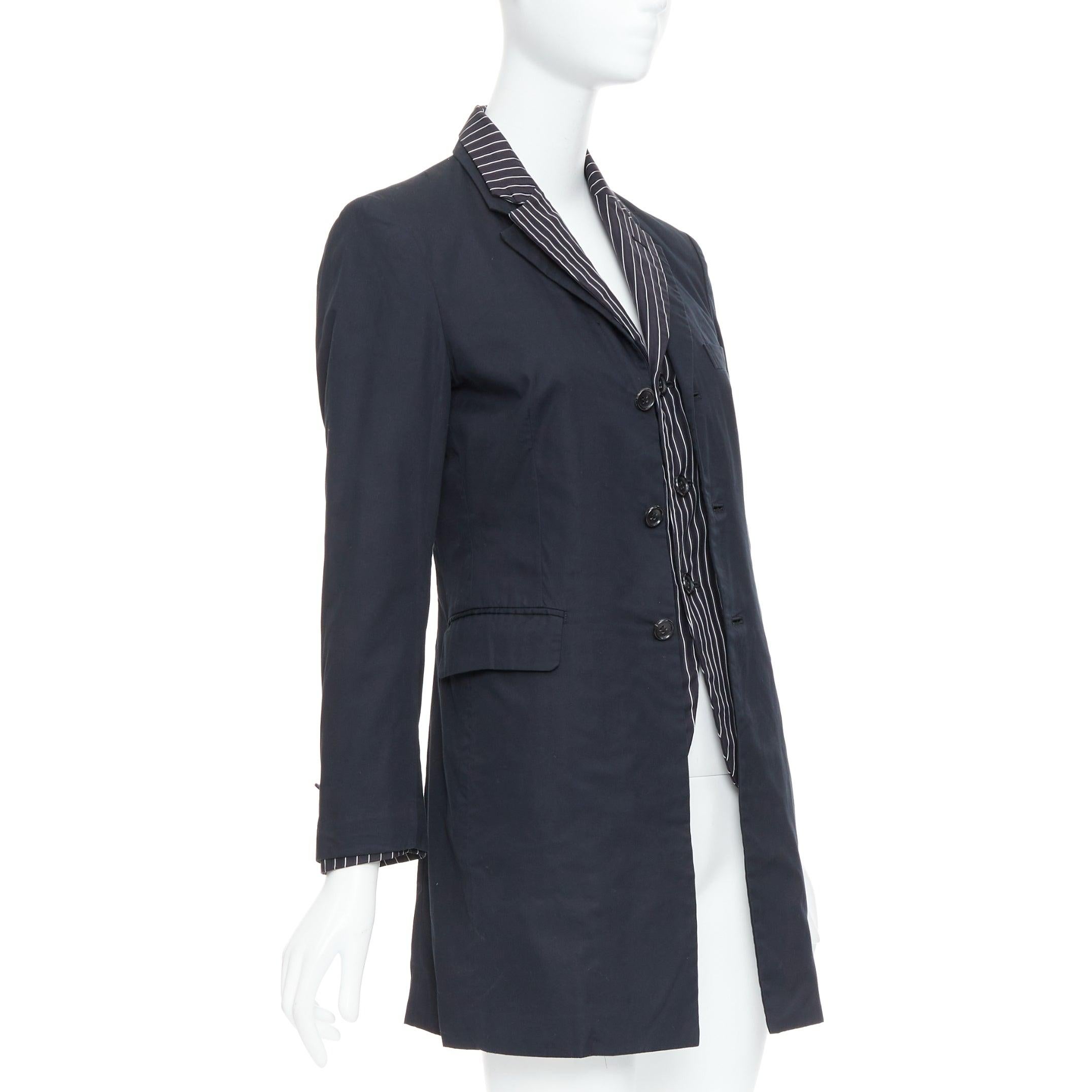 COMME DES GARCONS 2010 schwarzer Nadelstreifen-Baumwollmantel in Doppelschicht XS im Zustand „Gut“ im Angebot in Hong Kong, NT