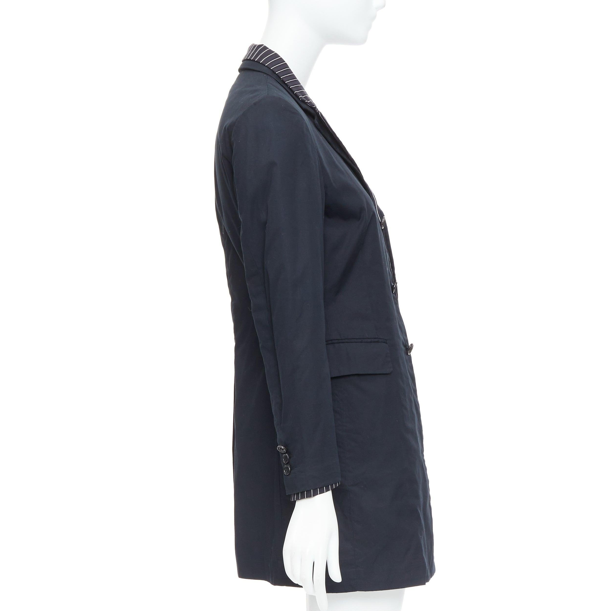 COMME DES GARCONS 2010 schwarzer Nadelstreifen-Baumwollmantel in Doppelschicht XS Damen im Angebot