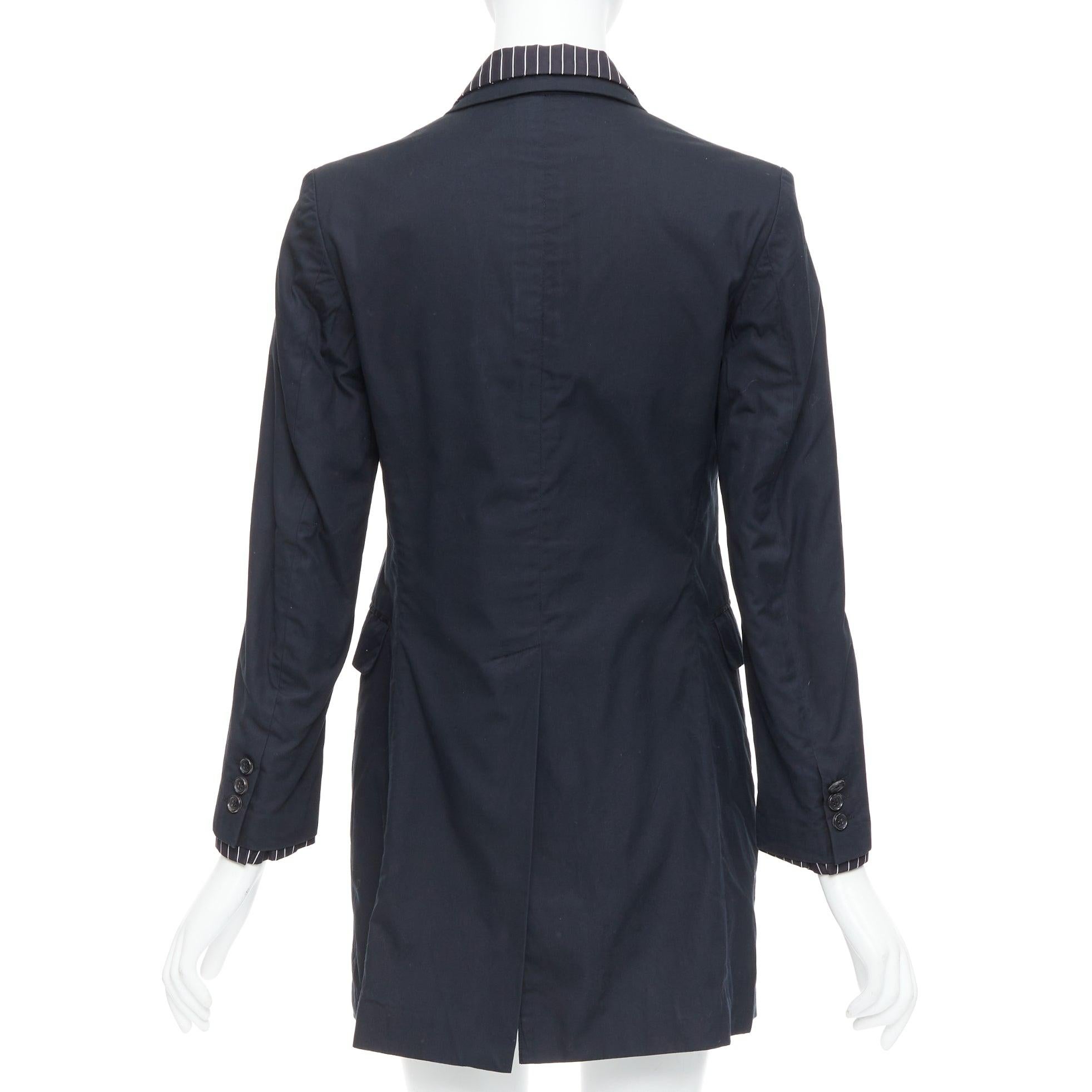 COMME DES GARCONS 2010 schwarzer Nadelstreifen-Baumwollmantel in Doppelschicht XS im Angebot 1