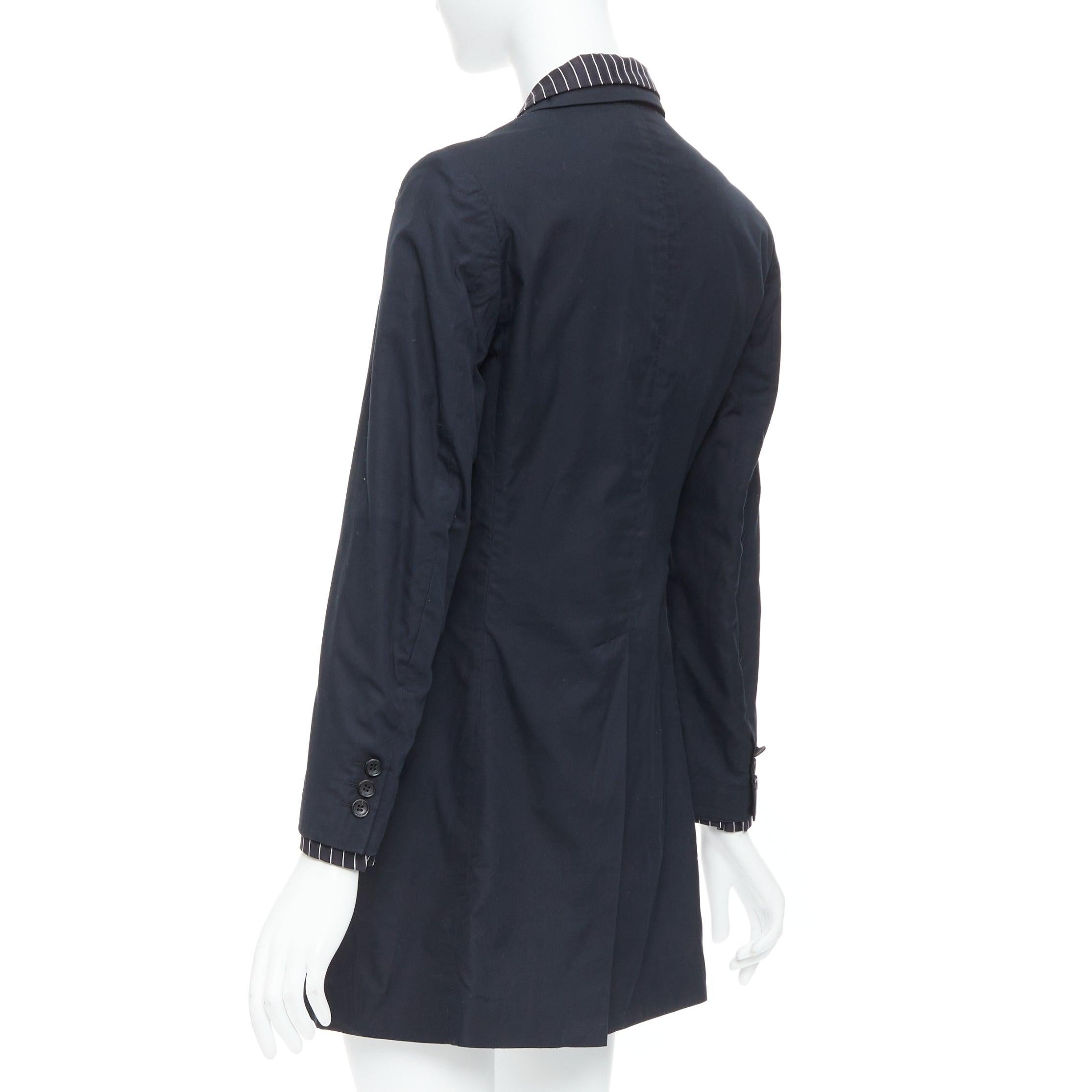 COMME DES GARCONS 2010 schwarzer Nadelstreifen-Baumwollmantel in Doppelschicht XS im Angebot 2