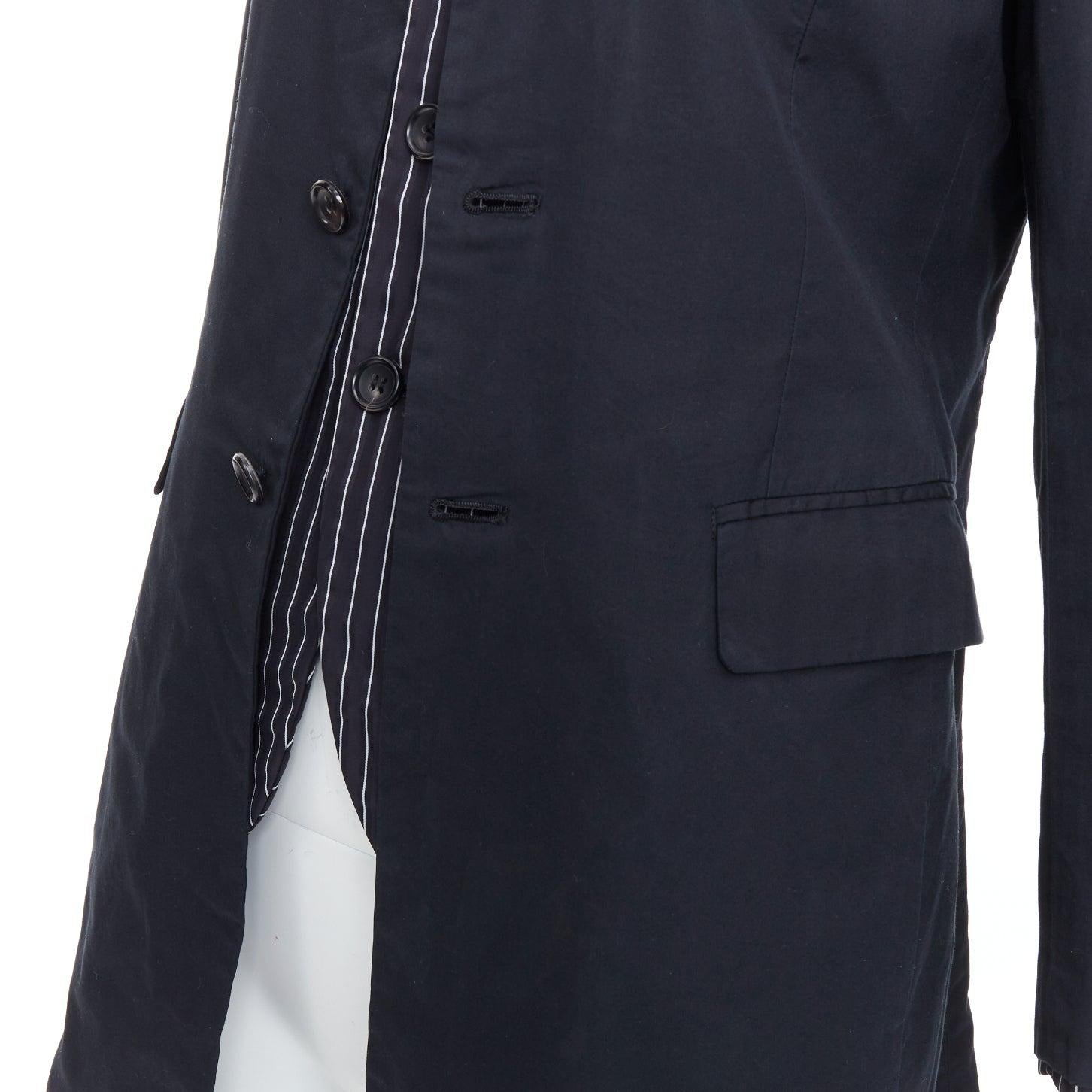 COMME DES GARCONS 2010 schwarzer Nadelstreifen-Baumwollmantel in Doppelschicht XS im Angebot 3