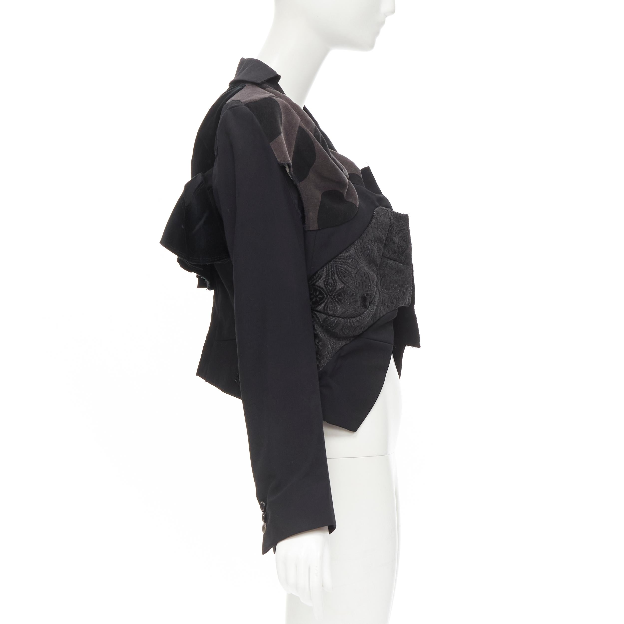 COMME DES GARCONS 2010 Runway black Lumps Bumps irregular patchwork blazer S In Excellent Condition In Hong Kong, NT