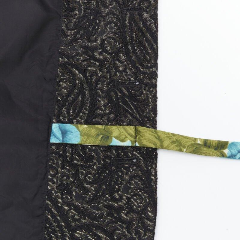 COMME DES GARCONS 2011 black brocade deconstructed scarf sleeve jacket S For Sale 6
