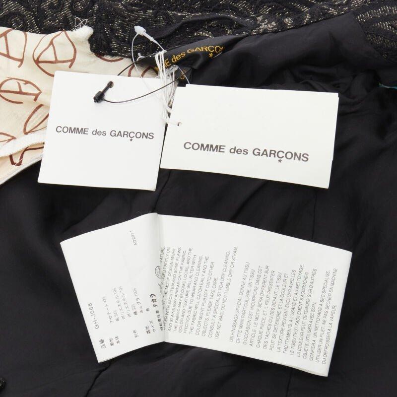 COMME DES GARCONS 2011 black brocade deconstructed scarf sleeve jacket S For Sale 7