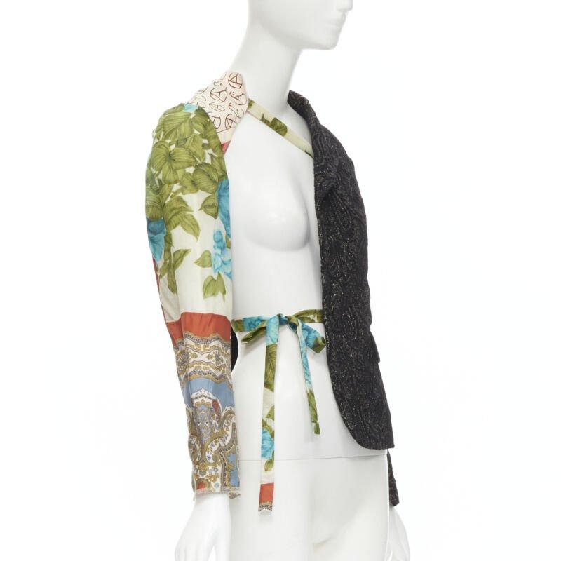 Black COMME DES GARCONS 2011 black brocade deconstructed scarf sleeve jacket S For Sale