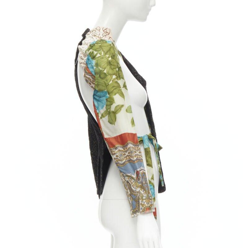 COMME DES GARCONS 2011 black brocade deconstructed scarf sleeve jacket S In Excellent Condition For Sale In Hong Kong, NT