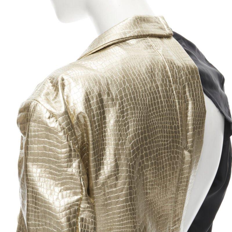 COMME DES GARCONS 2011 Gold plissierte Gabelkrawatte asymmetrische offene Jacke S im Angebot 6
