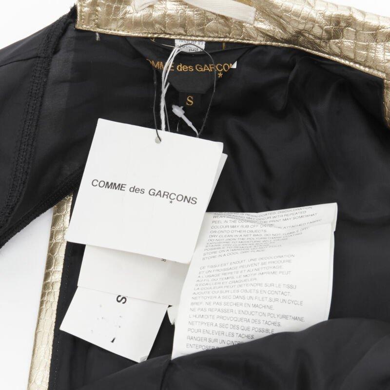 COMME DES GARCONS 2011 Gold plissierte Gabelkrawatte asymmetrische offene Jacke S im Angebot 8