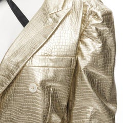 COMME DES GARCONS 2011 gold pleated harness tie asymmetric open jacket S