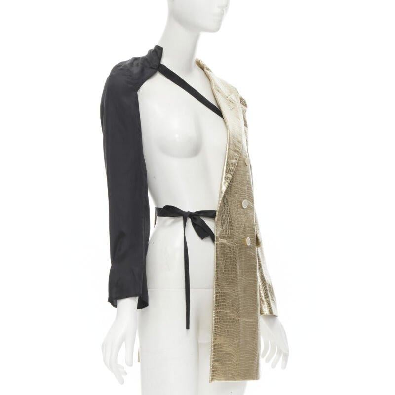COMME DES GARCONS 2011 Gold plissierte Gabelkrawatte asymmetrische offene Jacke S im Zustand „Neu“ im Angebot in Hong Kong, NT
