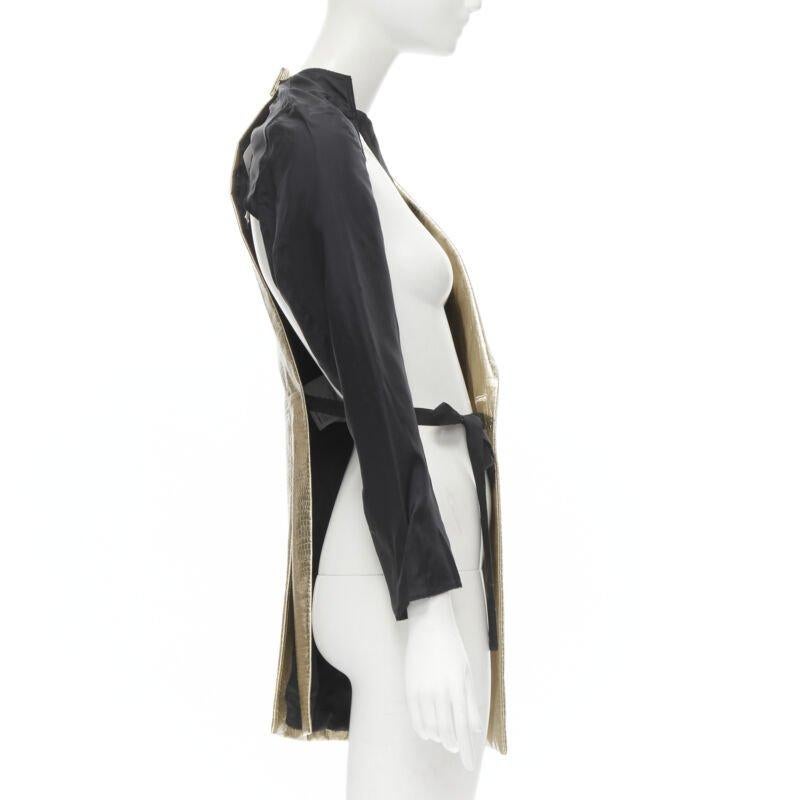 COMME DES GARCONS 2011 Gold plissierte Gabelkrawatte asymmetrische offene Jacke S Damen im Angebot
