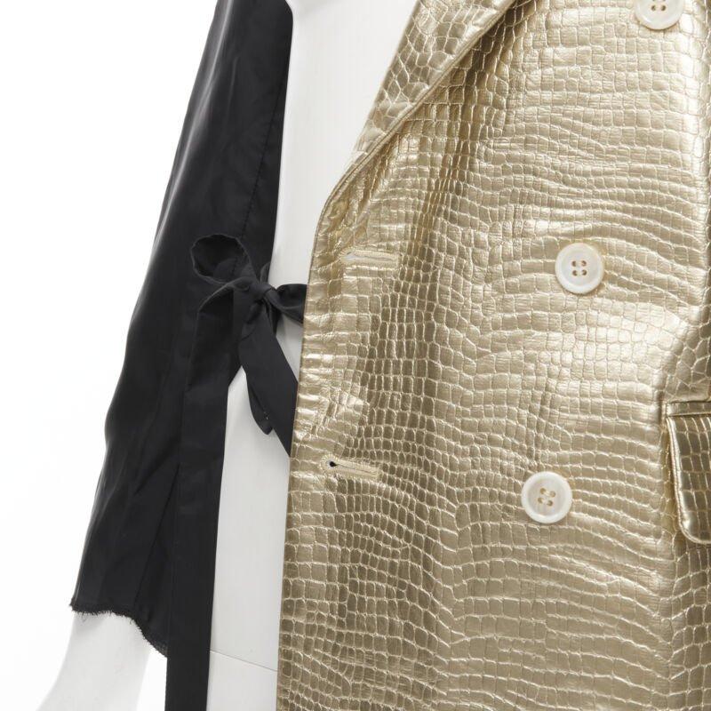 COMME DES GARCONS 2011 Gold plissierte Gabelkrawatte asymmetrische offene Jacke S im Angebot 4