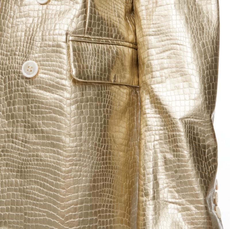 COMME DES GARCONS 2011 Gold plissierte Gabelkrawatte asymmetrische offene Jacke S im Angebot 5