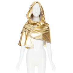COMME DES GARCONS 2011 metallic gold printed deconstructed gold hooded cape S