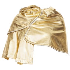 COMME DES GARCONS 2011 metallic gold printed deconstructed gold hooded cape S