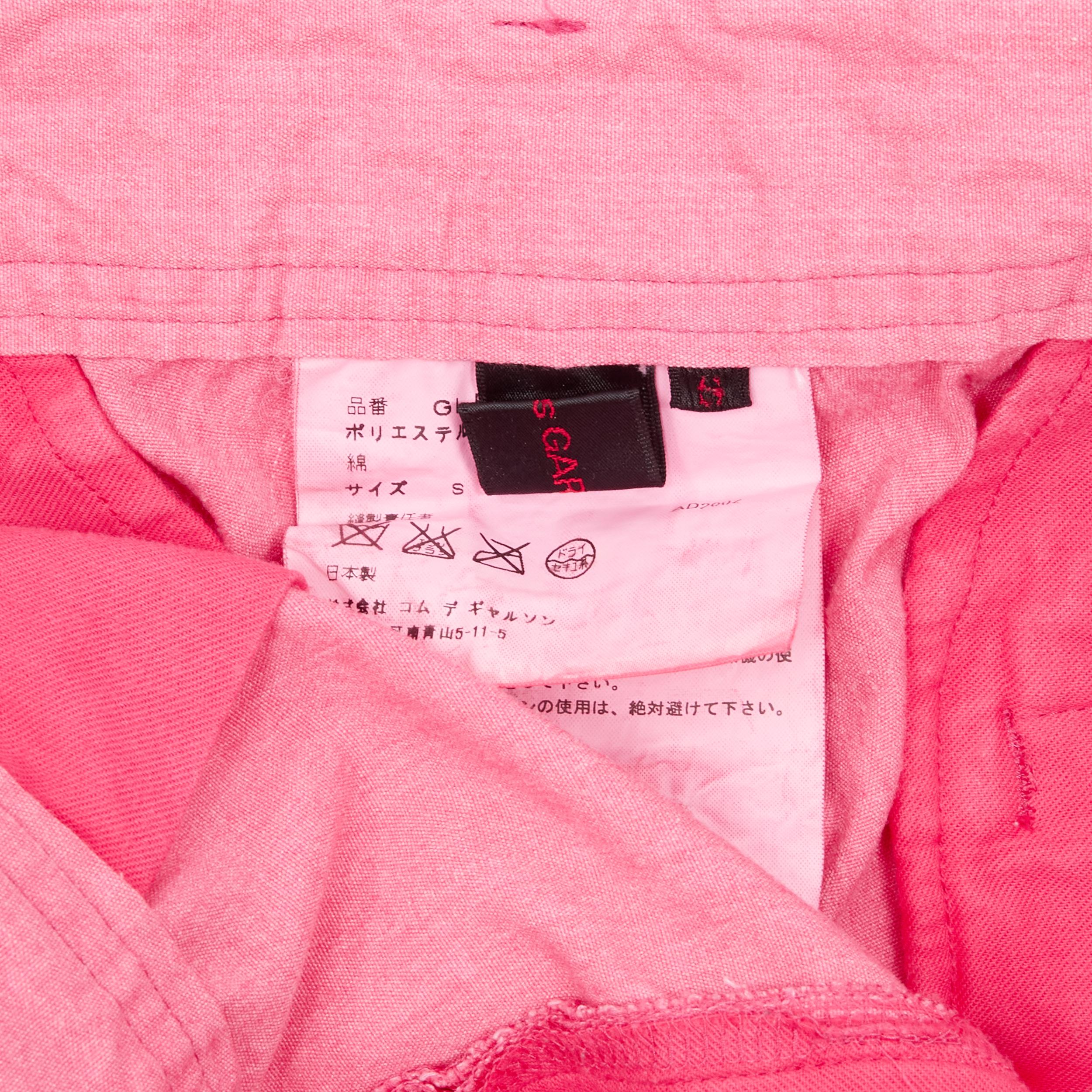 COMME DES GARCONS 2012 pink overdyed cotton wide leg cargo pants S 2