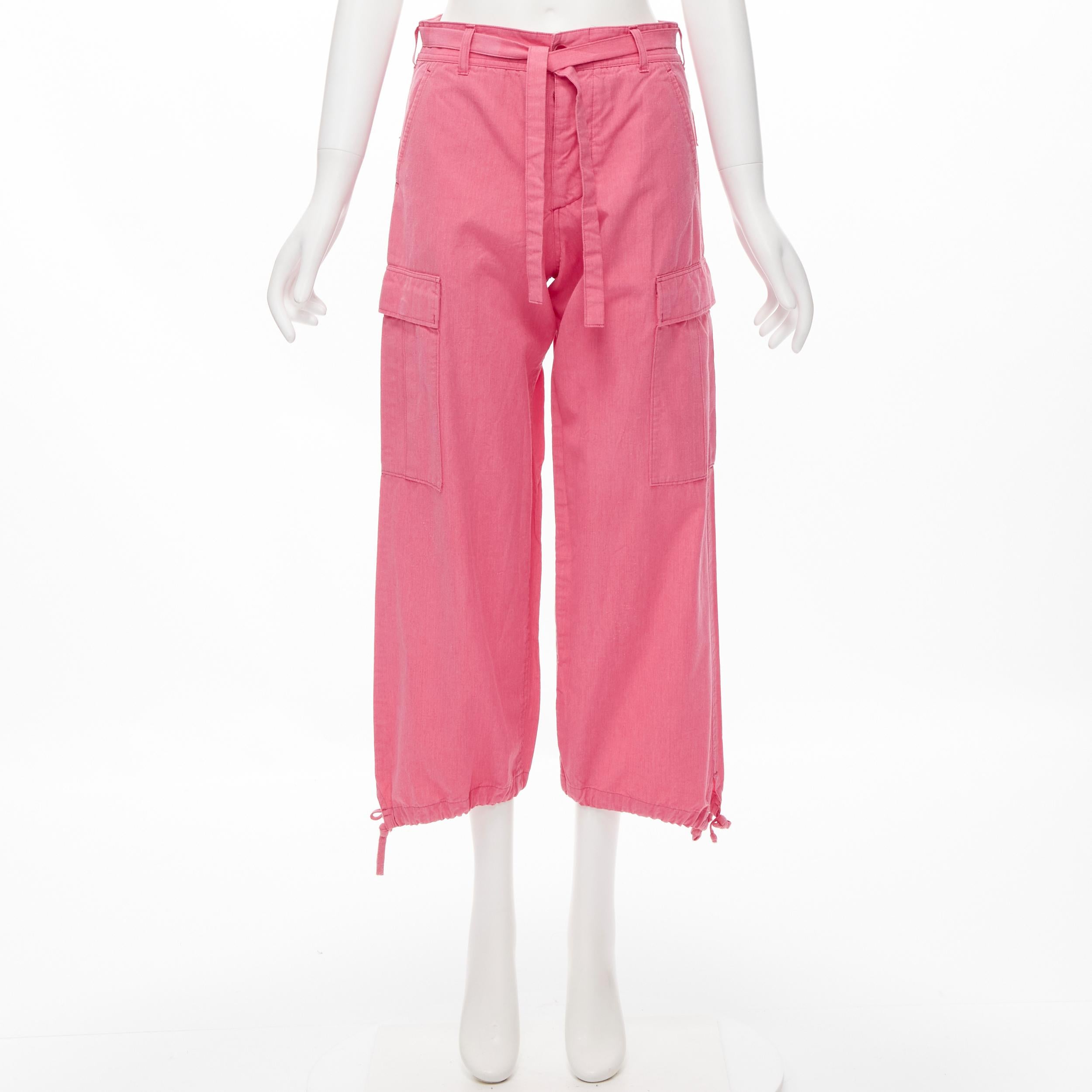 COMME DES GARCONS 2012 pink overdyed cotton wide leg cargo pants S 3