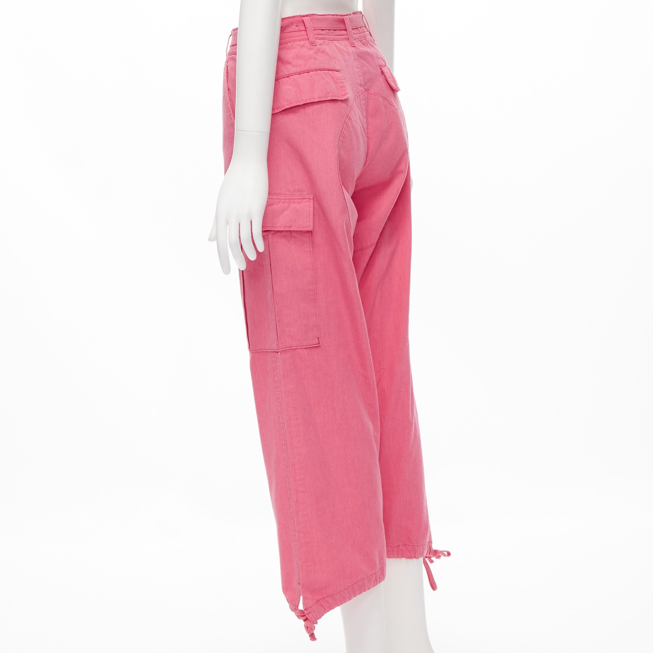 Pink COMME DES GARCONS 2012 pink overdyed cotton wide leg cargo pants S