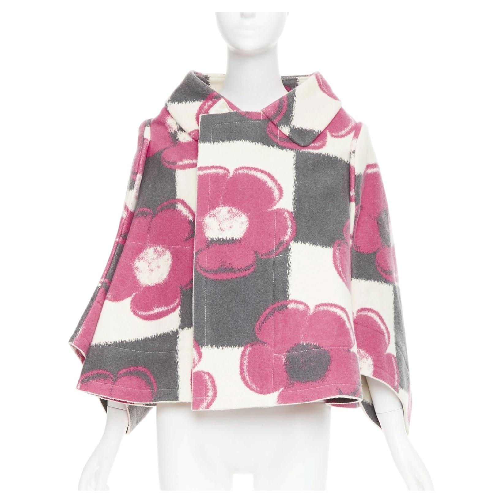 Pre-owned Comme Des Garçons Comme Des Garcons 2012 Runway 2d Flat Packed Paper Dolls Floral Checkered Coat S In Gray
