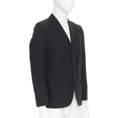 COMME DES GARCONS 2013 black pinstripe wool sportswear construction blazer XS