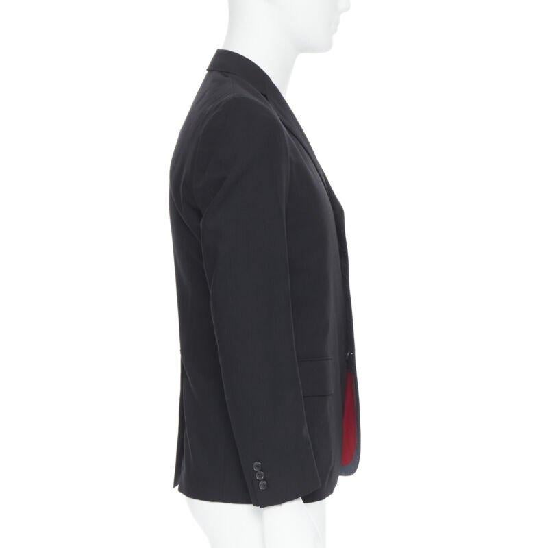 Black COMME DES GARCONS 2013 black pinstripe wool sportswear construction blazer XS For Sale