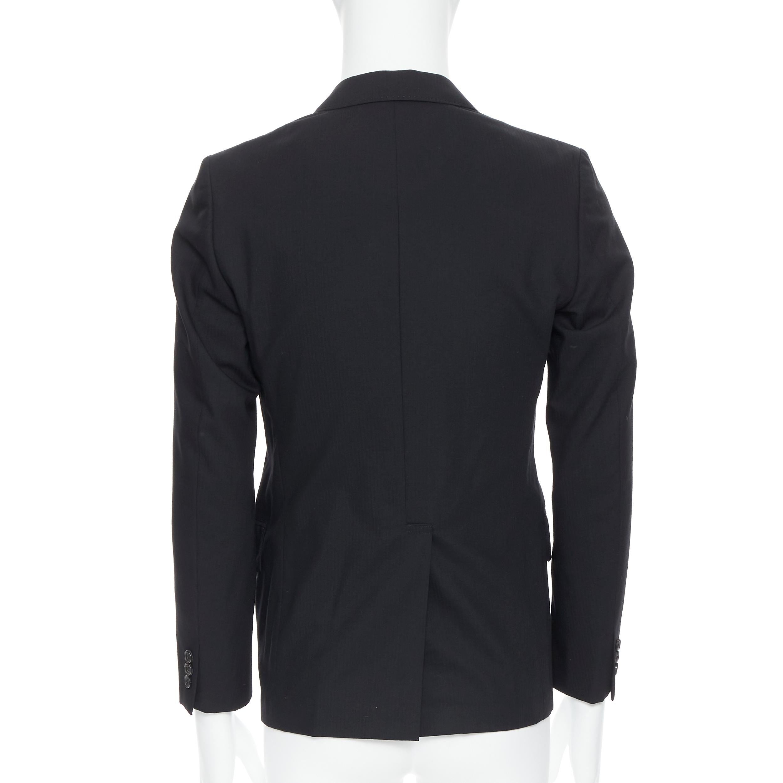 COMME DES GARCONS 2013 black pinstripe wool sportswear construction blazer XS In Excellent Condition In Hong Kong, NT