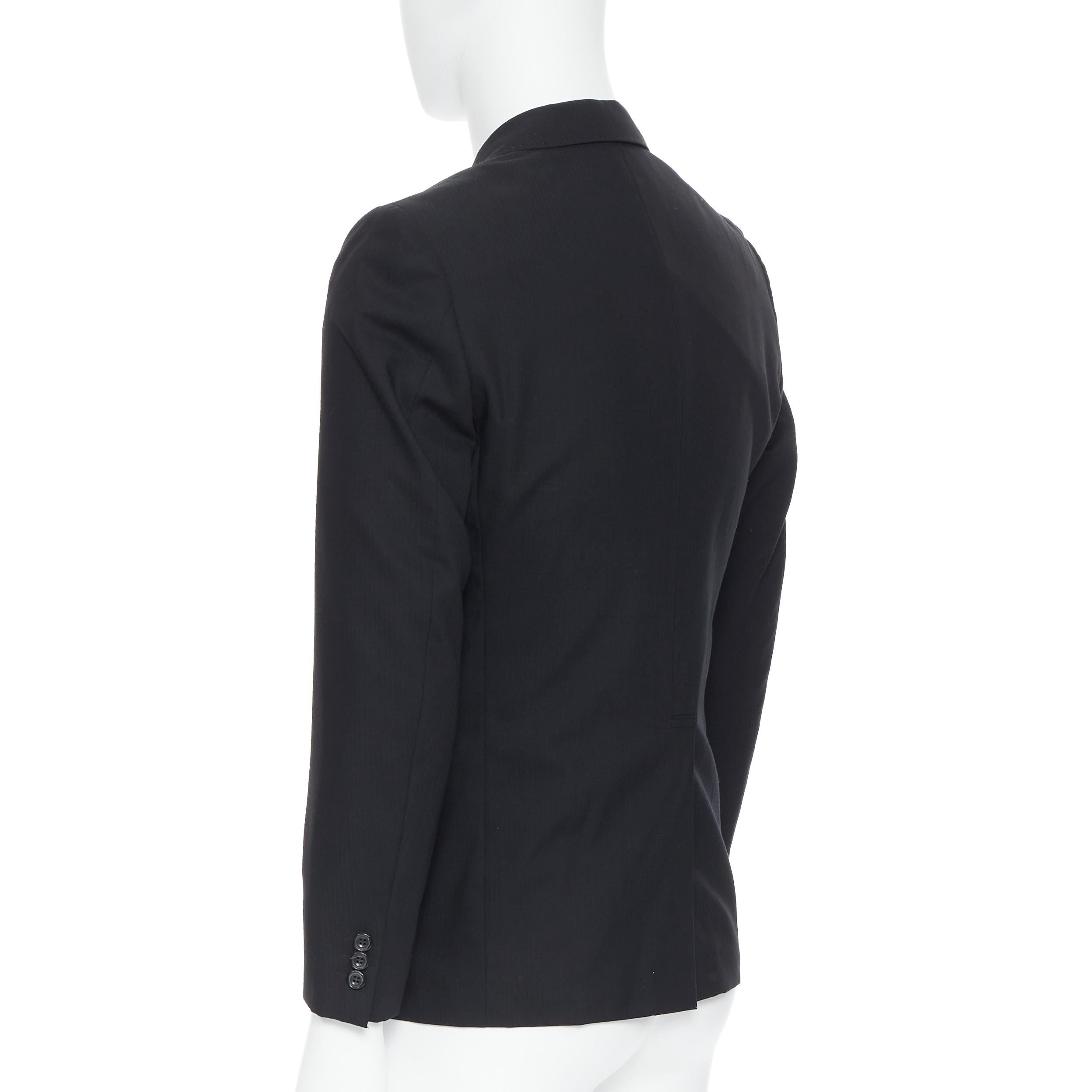 Men's COMME DES GARCONS 2013 black pinstripe wool sportswear construction blazer XS