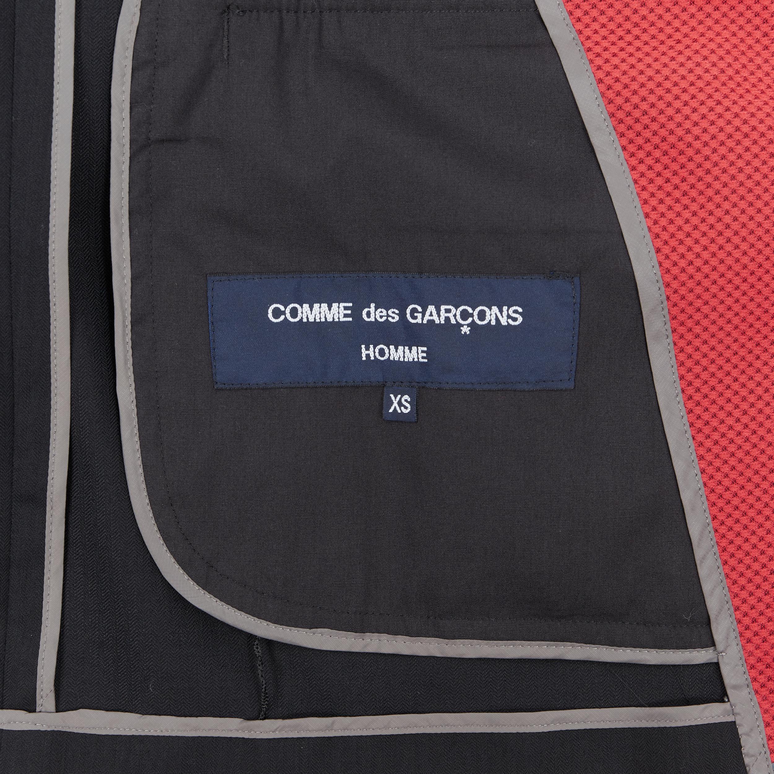 COMME DES GARCONS 2013 black pinstripe wool sportswear construction blazer XS 4