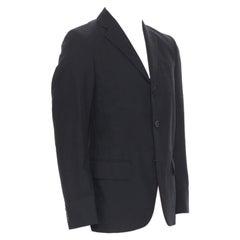COMME DES GARCONS 2013 black pinstripe wool sportswear construction blazer XS