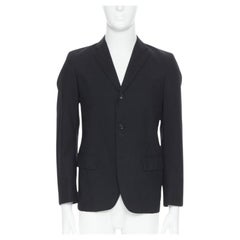 COMME DES GARCONS 2013 blazer negro a rayas de lana de construcción deportiva XS