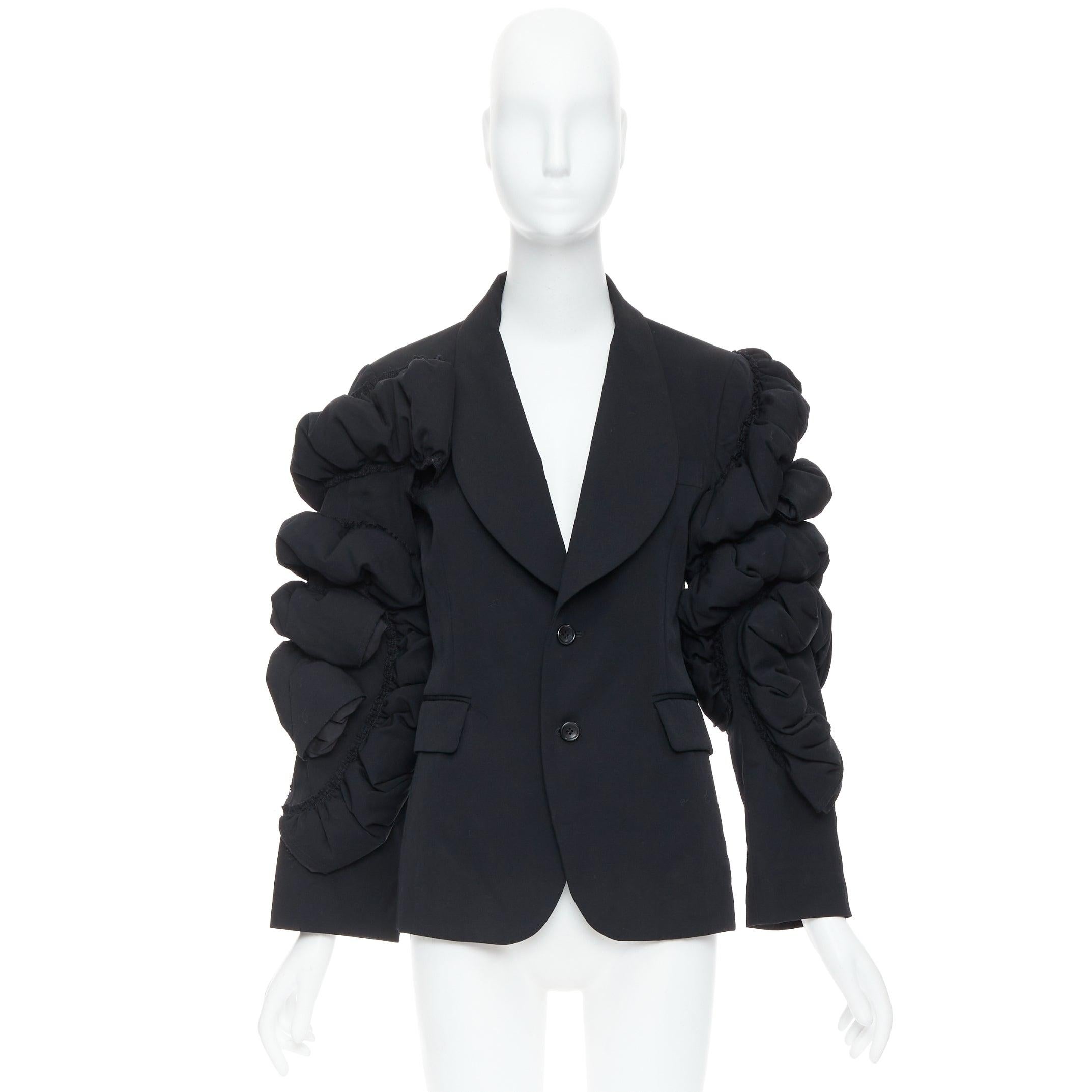 COMME DES GARCONS 2013 black wool tiered puff sleeve blazer jacket S For Sale 5