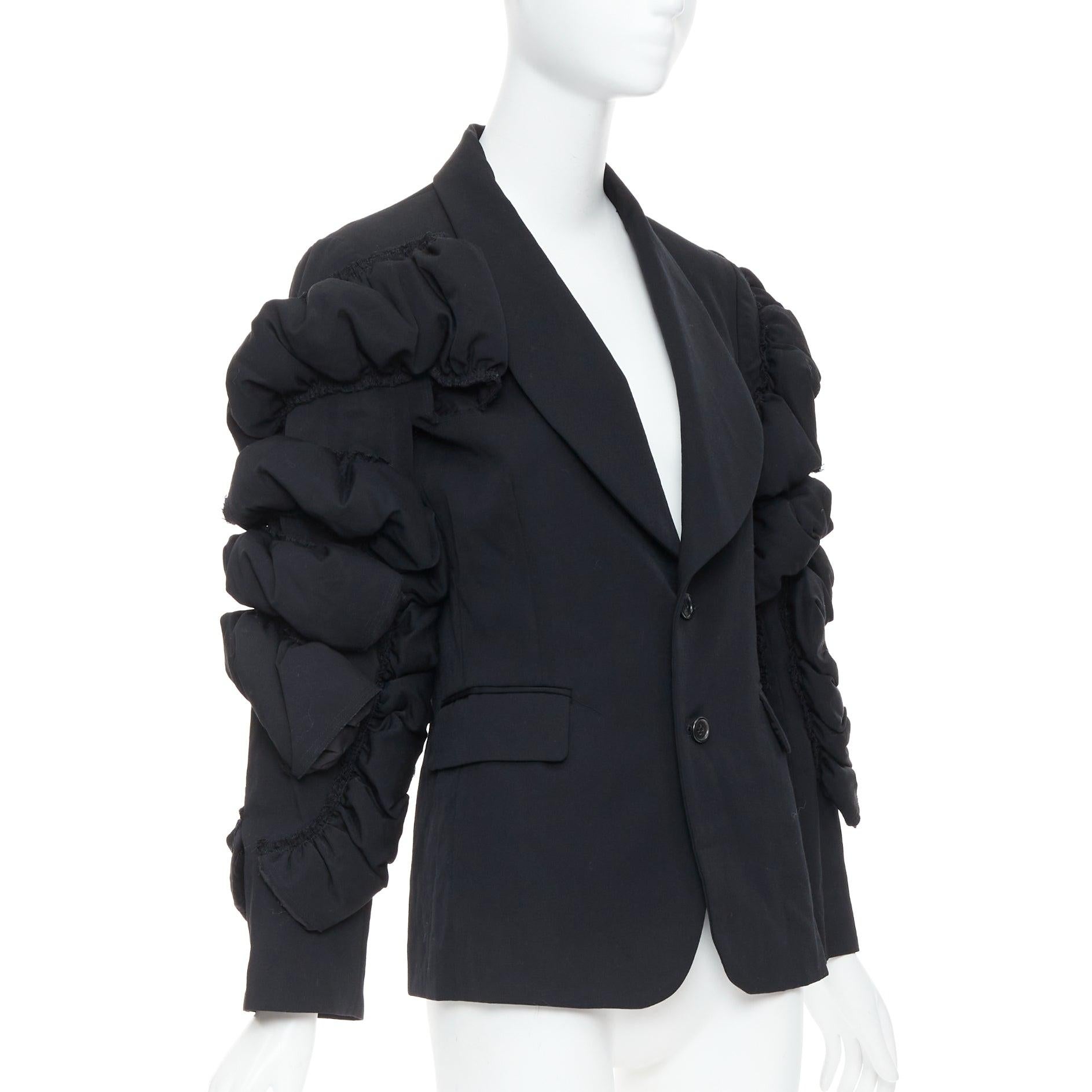 COMME DES GARCONS 2013 black wool tiered puff sleeve blazer jacket S In Excellent Condition For Sale In Hong Kong, NT
