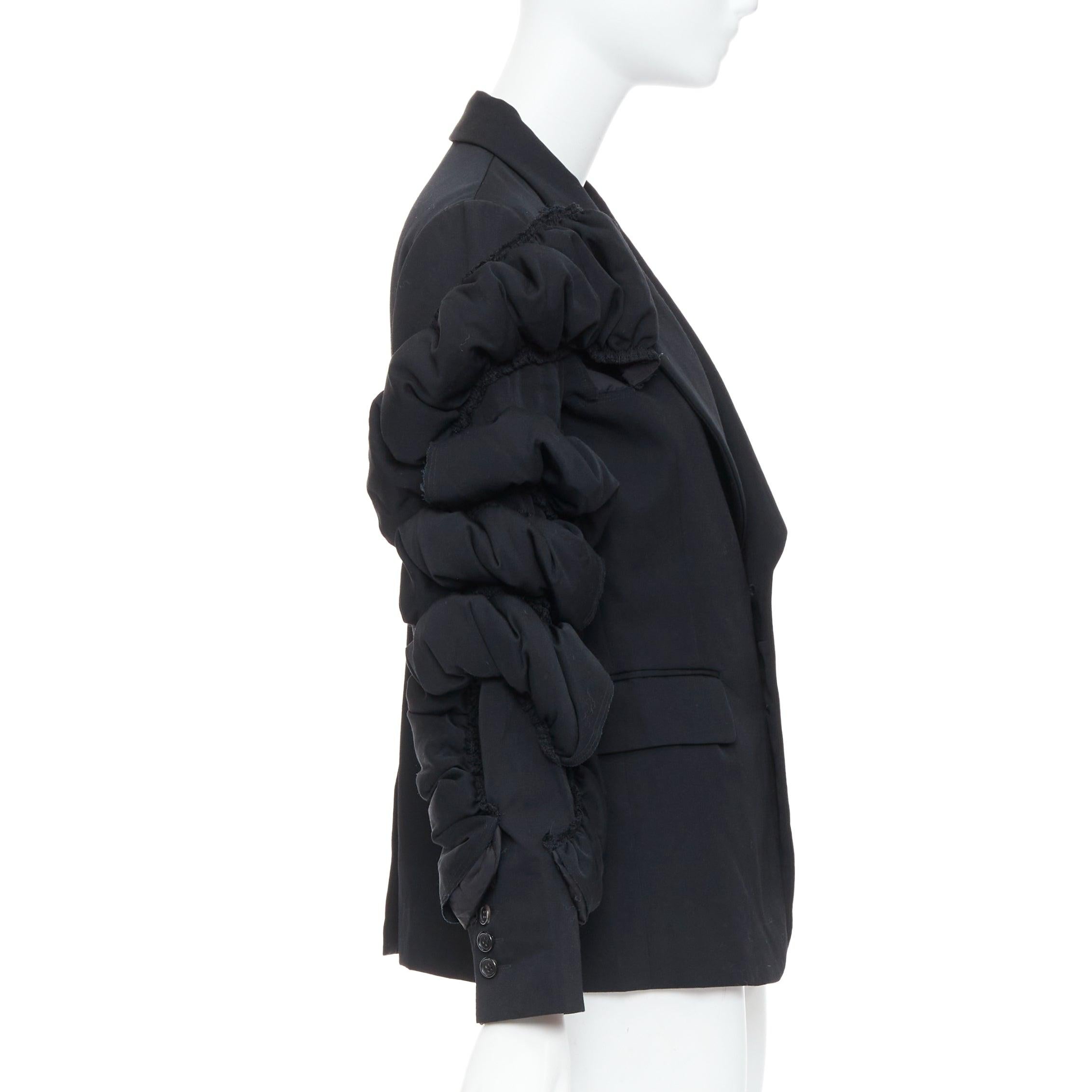 Women's COMME DES GARCONS 2013 black wool tiered puff sleeve blazer jacket S For Sale