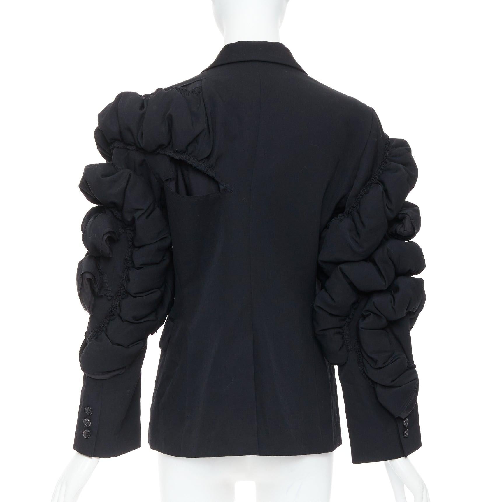 COMME DES GARCONS 2013 black wool tiered puff sleeve blazer jacket S For Sale 1