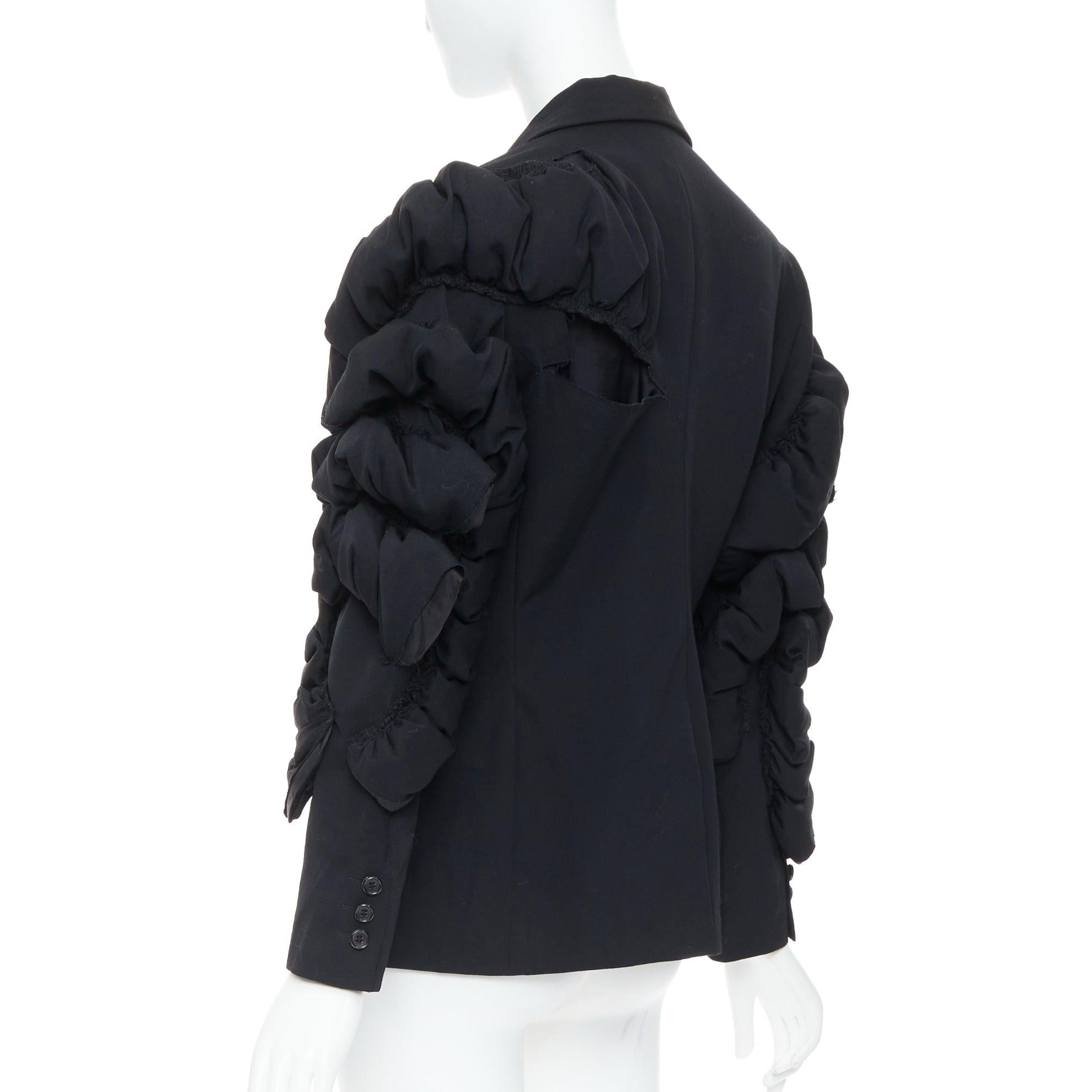 COMME DES GARCONS 2013 black wool tiered puff sleeve blazer jacket S For Sale 2