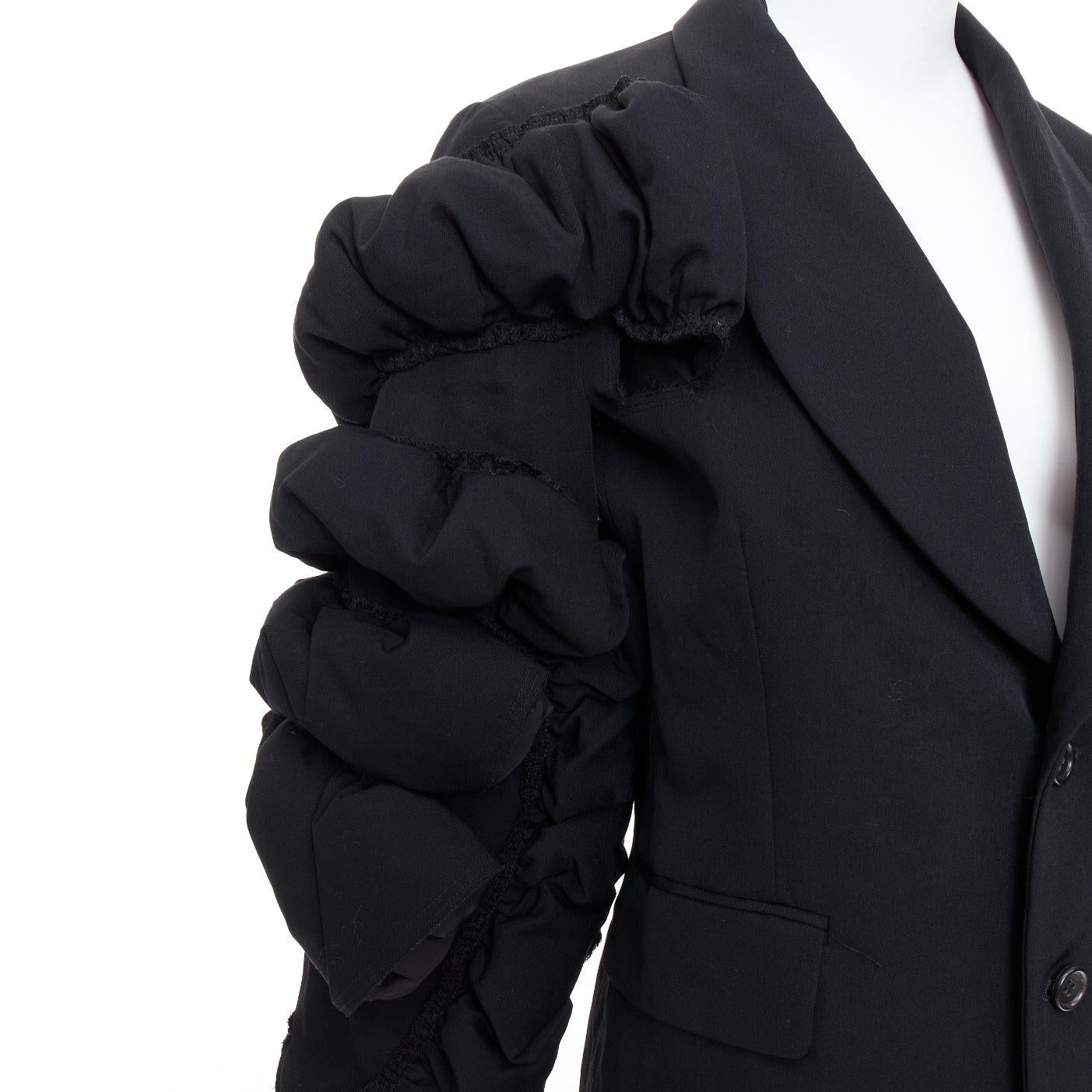 COMME DES GARCONS 2013 black wool tiered puff sleeve blazer jacket S For Sale 3