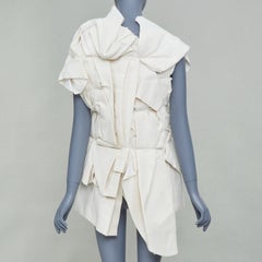 COMME DES GARCONS 2013 Crush raw calico toile canvas bundle gathered vest S