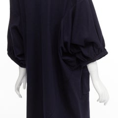 COMME DES GARCONS 2013 navy wool peterpan collar asymmetric boxy short dress S