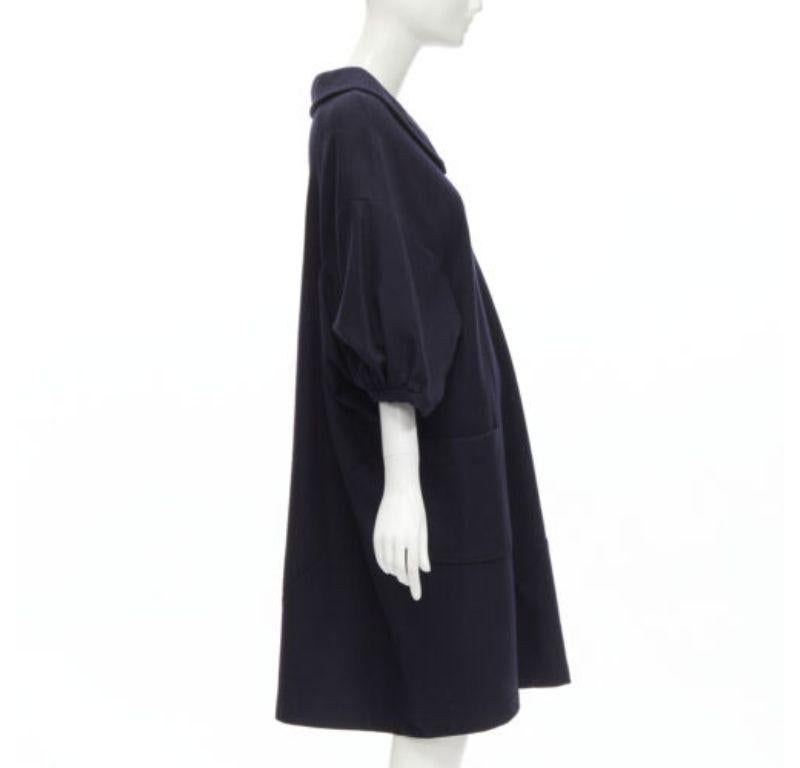 COMME DES GARCONS 2013 navy wool peterpan collar asymmetric boxy short dress S In Excellent Condition For Sale In Hong Kong, NT